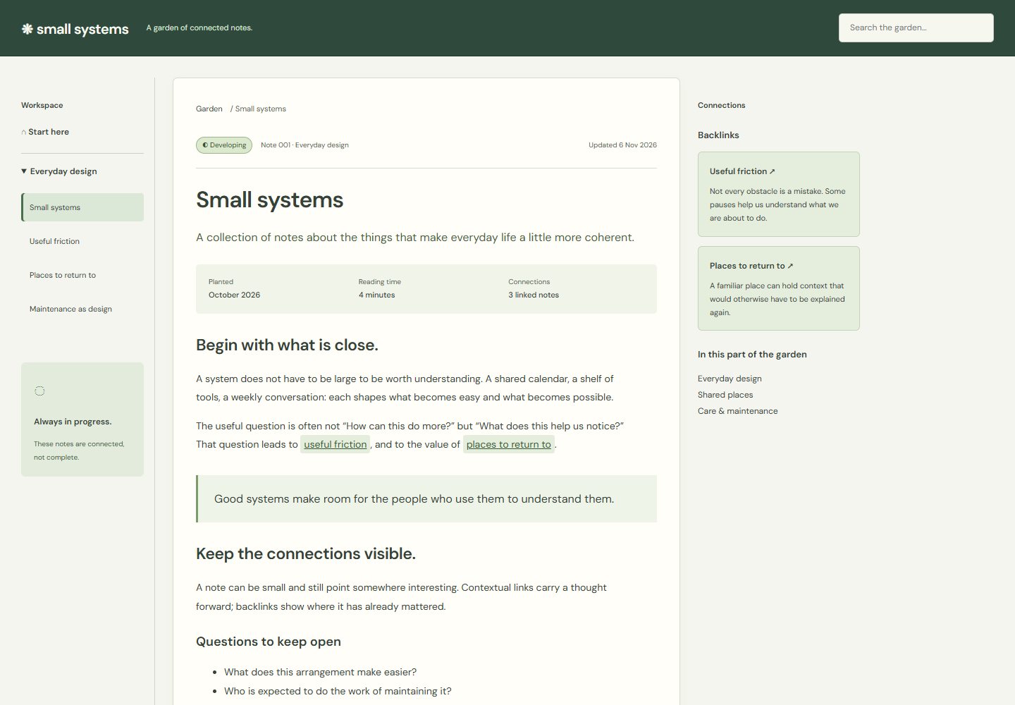 Knowledge Garden desktop reference
