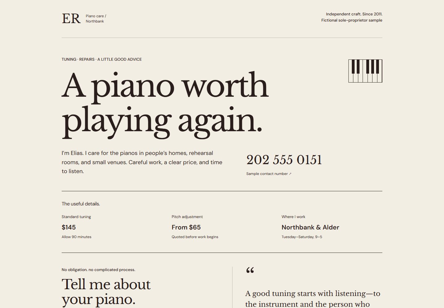 One-Page Business Card desktop reference