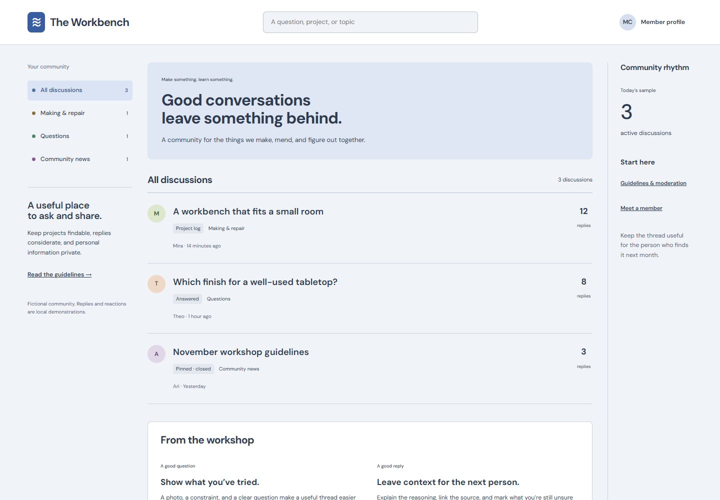 Community Forum desktop reference